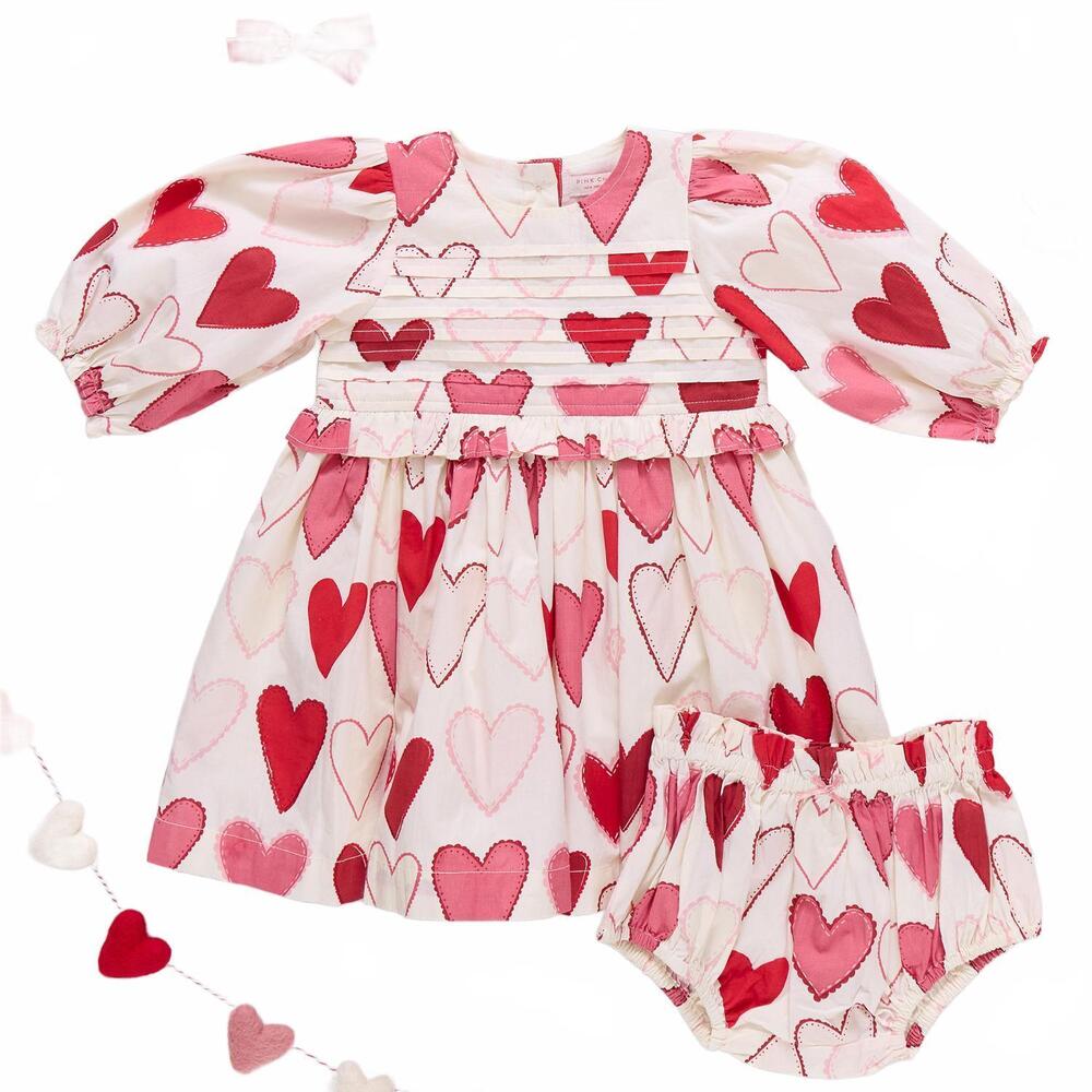 NEW PINK CHICKEN renee dress set in gradient hearts gradient hearts